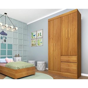 Guarda Roupa Solteiro Oregon c/ 4 Portas e 2 Gavetas Cinamomo - Tcil Móveis