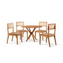 Ver imagem 3 de Conjunto de Sala de Jantar Mesa 100cm com 4 Cadeiras Ava Marrom/Caramelo/Freijó