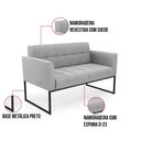 Ver imagem 5 de Kit 1 Sofá Namoradeira e 2 Poltronas Elisa Suede Cinza Base Metálica Industrial Preto - D'Rossi