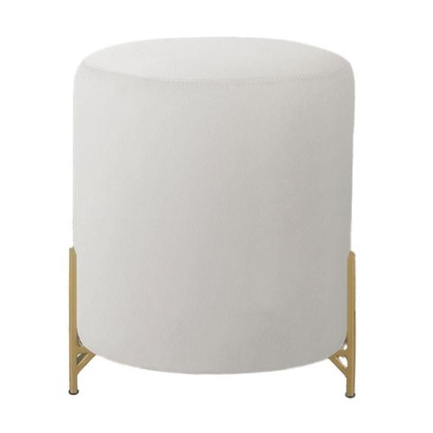 Kit 2 Puf Redondo Thor Veludo Sala Quarto Pé Metal Reforçado Veludo Bege