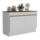 Ver imagem 1 de Balcão Cozinha Gabinete Pia 120cm 2 Portas com Rodapé Veneza Multimóveis Mp2239 Branco/dourado