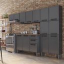 Ver imagem 1 de Kit Cozinha Completa 11 Portas 2 Gavetas em Aço Estilo Bertolini com Balcão e Armário Grafite