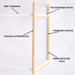 Prateleira 2 Níveis Industrial 50x60x30 Metal Dourado Mdf Branco - 5