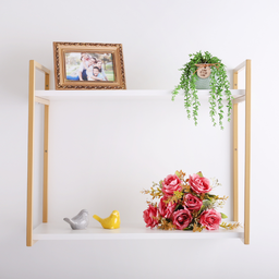 Prateleira 2 Níveis Industrial 50x60x30 Metal Dourado Mdf Branco - 3