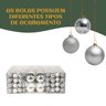 Kit 100 Bolas Prata de Natal Mista Lisas Glitter Decoração Enfeite Árvore de Natal Ponteira Luvinco - 4