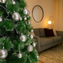 Ver imagem 4 de Kit 100 Bolas Prata de Natal Mista Lisas Glitter Decoração Enfeite Árvore de Natal Ponteira Luvinco