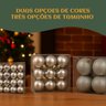 Kit 100 Bolas Prata de Natal Mista Lisas Glitter Decoração Enfeite Árvore de Natal Ponteira Luvinco - 7