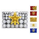 Ver imagem 1 de Kit 100 Bolas Prata de Natal Mista Lisas Glitter Decoração Enfeite Árvore de Natal Ponteira Luvinco