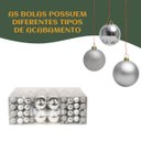 Ver imagem 5 de Kit 100 Bolas Prata de Natal Mista Lisas Glitter Decoração Enfeite Árvore de Natal Ponteira Luvinco