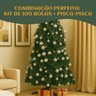 Kit 100 Bolas Prata de Natal Mista Lisas Glitter Decoração Enfeite Árvore de Natal Ponteira Luvinco - 2
