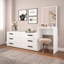Ver imagem 1 de Cômoda Penteadeira Lisboa 6 Gavetas com Espelho 209x160cm Branco 250799