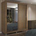 Ver imagem 1 de Guarda-Roupa Solteiro Madesa Dallas 2 Portas de Correr com Espelho 2 Gavetas com Pés Rustic Cor:Rust