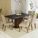 Ver imagem 1 de Conjunto Sala de Jantar Mesa Tampo de Madeira 6 Cadeiras Rustic/preto/imperial Hanna Madesa