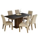 Ver imagem 2 de Conjunto Sala de Jantar Mesa Tampo de Madeira 6 Cadeiras Rustic/preto/imperial Hanna Madesa