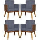 Ver imagem 1 de Kit 4 Poltronas Recepção e Sala Lis Corino e Suede Cores Pé 30cm