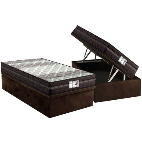 Cama Box Baú Crc Solteiro +Colchão Molas Bonnel Palace Probel 88