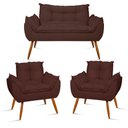Ver imagem 1 de Kit Namoradeira Opala + 2 Poltronas para Sala Balaqui Decor Cor:marrom