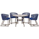 Ver imagem 1 de Mesa com 4 Cadeiras de Jantar Roma 100cm e Noronha em Aluminío Fendi Corda Nautica Estofado 10 Trama