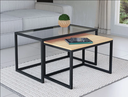 Ver imagem 1 de Conjunto Mesa de Centro Industrial 84cm e 80cm Aço Preto Duo Vidro Don Castro Decor Pinus