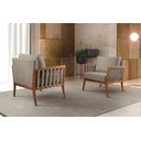 Ver imagem 2 de Poltrona Luxo Madeira Maciça Castellar Móbile Linho Cinza