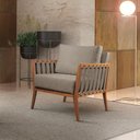 Ver imagem 3 de Poltrona Luxo Madeira Maciça Castellar Móbile Linho Cinza