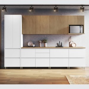 Cozinha Modulada 7 Peças Nesher Rainha Ripado 100% Mdf