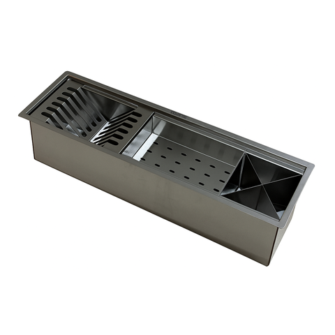 Calha Canal Organizador Inox 304 Escorredor de Louça Multiuso Preto 60x18,5 Inovartte Ica04