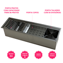 Ver imagem 2 de Calha Canal Organizador Inox 304 Escorredor de Louça Multiuso Preto 60x18,5 Inovartte Ica04