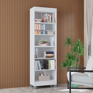 Estante Livreiro Versati Moderna Resistente e Prática Branca Poquema