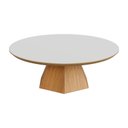 Ver imagem 2 de Mesa de Centro 90cm com Base Hexagonal Nature Off White/ Freijó - Dalla Costa