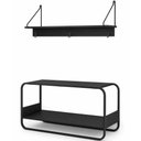 Ver imagem 3 de Banco Sapateira para Hall de Entrada e Prateleira Decorativa Industrial Alek A03 Nero Preto - Lyam
