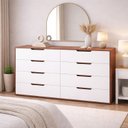 Ver imagem 1 de Cômoda para Quarto 8 Gavetas 150cm Madri Branco/Freijó
