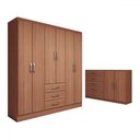 Ver imagem 3 de Guarda-roupa Casal Carter 6 Portas 3 Gavetas com Cômoda 2 Portas 5 Gavetas Cinamomo - Panorama Móvei