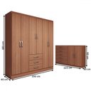 Ver imagem 4 de Guarda-roupa Casal Carter 6 Portas 3 Gavetas com Cômoda 2 Portas 5 Gavetas Cinamomo - Panorama Móvei