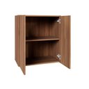 Ver imagem 5 de Mesa Escrivaninha 1,5m C/ Balcão e Armário Aéreo 2 Portas F5 Cor:nogal com Preto