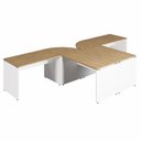 Ver imagem 4 de Espaço de Trabalho em L P/ 2 Pessoas 120cm Pés Painel F5 Cor:macadâmia com Branco