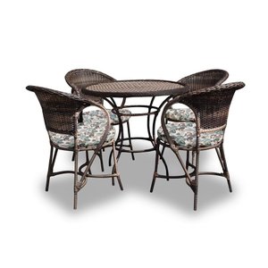 Conjunto de Mesa Fibra Sintética Amsterdã - 4 Poltronas + 1 Mesa - Tecido Costela de adão verde