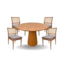 Ver imagem 1 de Conjunto Mesa de Jantar Cone 100 cm Freijó Com 4 Cadeiras Madeira Maciça Tela Sextavada e Assento Em