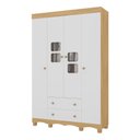 Ver imagem 2 de Guarda-roupa Infantil 122cm com Vidro 4 Portas e 2 Gavetas Luna Multimóveis Mp4413 Madeirado/branco