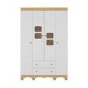Ver imagem 7 de Guarda-roupa Infantil 122cm com Vidro 4 Portas e 2 Gavetas Luna Multimóveis Mp4413 Madeirado/branco