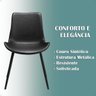 Cadeira de Jantar Basic Preta Couro Estofada - 4