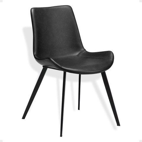Cadeira de Jantar Basic Preta Couro Estofada
