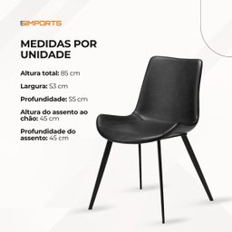 Cadeira de Jantar Basic Preta Couro Estofada - 8