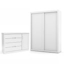 Ver imagem 1 de Jogo de Quarto Infantil com Guarda Roupa 2 Portas de Correr e Cômoda Tutto New Branco Soft - Matic M