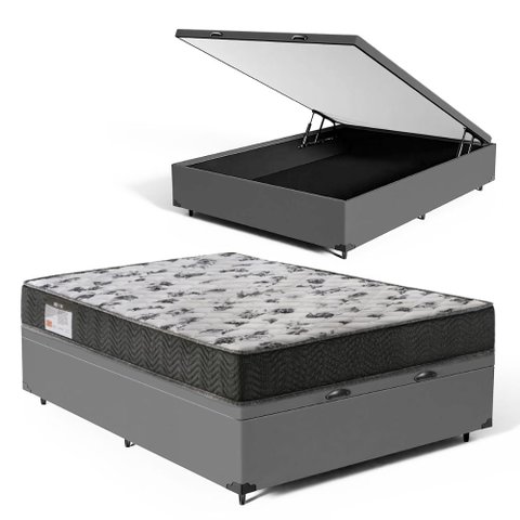 Cama Box Baú com Colchão de Espuma D33 Ortobom Iso 100 Viúva 128cm