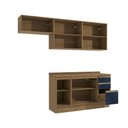 Ver imagem 4 de Armário de Cozinha Completa 100% Mdf 240cm Nogueira/azul Profundo Celeste Kappesberg