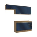 Ver imagem 2 de Armário de Cozinha Completa 100% Mdf 240cm Nogueira/azul Profundo Celeste Kappesberg