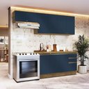 Ver imagem 1 de Armário de Cozinha Completa 100% Mdf 240cm Nogueira/azul Profundo Celeste Kappesberg