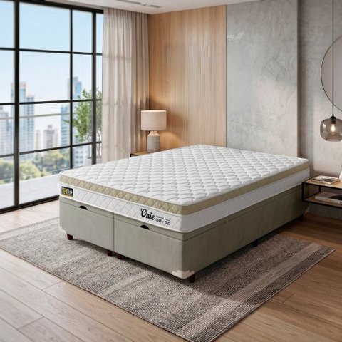 Cama Box Baú Queen Espuma Ortopédica Onix D45 158x198x61cm Hellen - Suporta até 150 kg por Pessoa