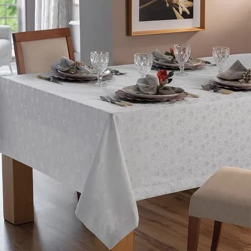 Toalha de Mesa Adomes Jacquard Firenza 1,60M x 2,70M Branco